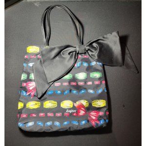 Brighton "Take a Beau" Black Nylon Tote with oversized satin bow